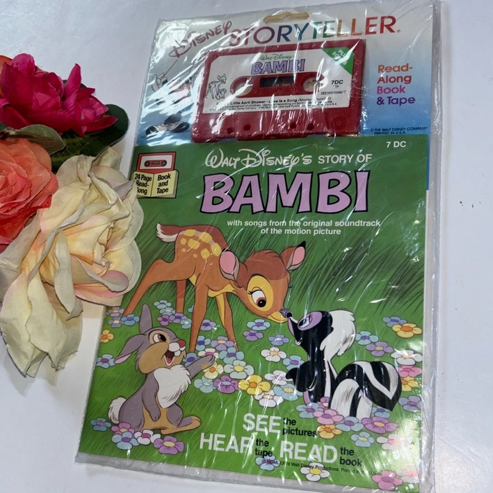 Walt Disney Bambi Storyteller Cassette and Book Read Along 1977 Vintage